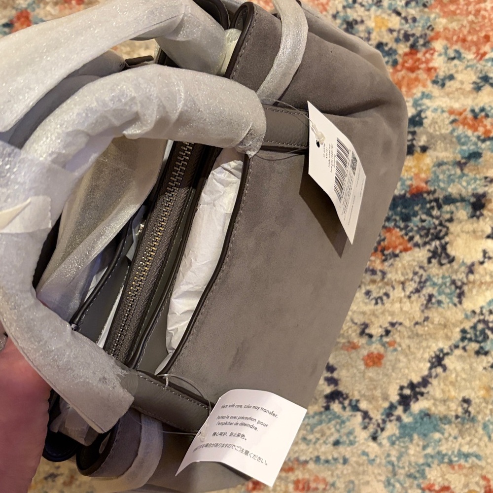 NWT Kate Spade NY â ď¸ Dumpling Suede Small Satchel Gray Leather Hare Grey New - Picture 10 of 13